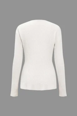 Solid Sweater Cut Out Top And Skirt Set