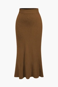Solid Sweater Cut Out Top And Skirt Set