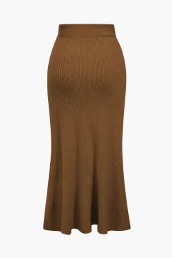 Solid Sweater Cut Out Top And Skirt Set