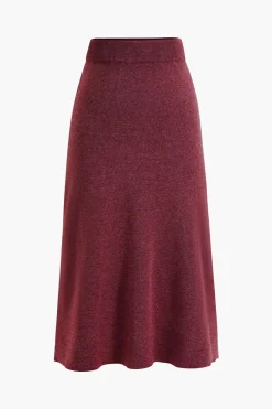 Solid Sweater Midi Skirt