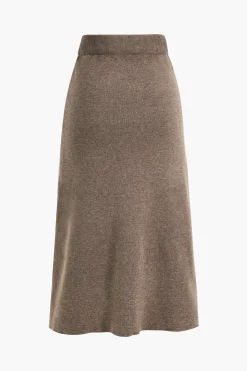 Solid Sweater Midi Skirt