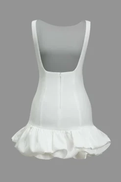 Solid Tank Ruffle Hem Mini Dress
