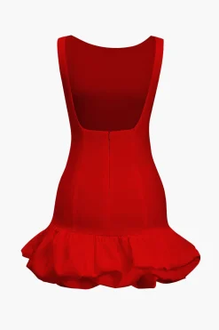 Solid Tank Ruffle Hem Mini Dress