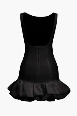 Solid Tank Ruffle Hem Mini Dress