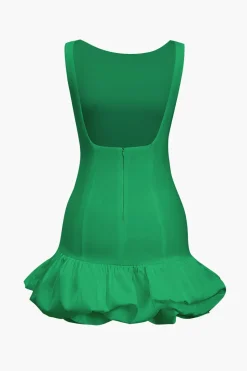 Solid Tank Ruffle Hem Mini Dress