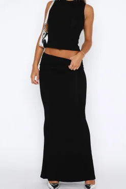 Solid Tank Top And Mermaid Maxi Skirt Set