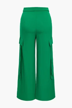 Solid Tie Backless Tube Top And Cargo Trouser Set