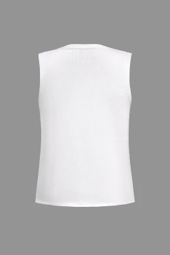 Solid Tie Front Knit Vest