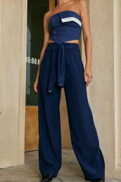 Solid Tie Front Trousers