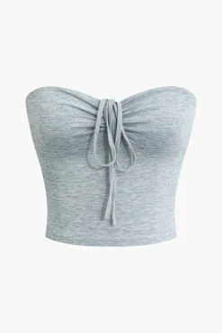 Solid Tie Ruched Mini Skirt Set