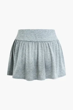 Solid Tie Ruched Mini Skirt Set