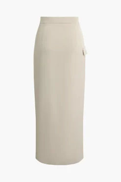 Solid Tube Top And Wrap Split Midi Skirt Set