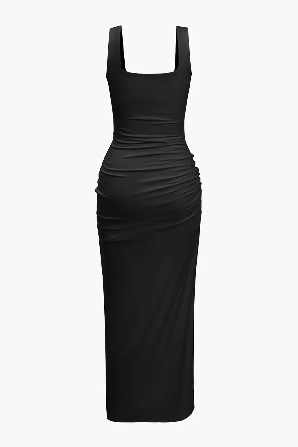 Solid Twist Front Cut Out Slit Midi Dress