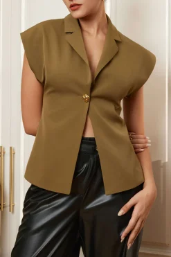 Solid V-neck Button Jacket