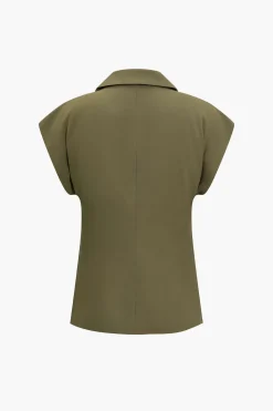 Solid V-neck Button Jacket