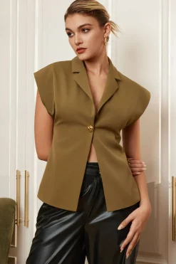 Solid V-neck Button Jacket
