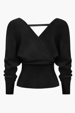Solid V-neck Sweater Long-Sleeve Top