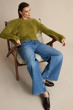 Solid Wool Blend Long Sleeve Sweater Top