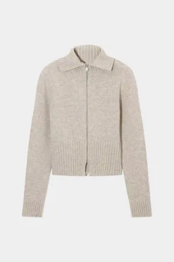 Solid Wool Zipper Cardigan