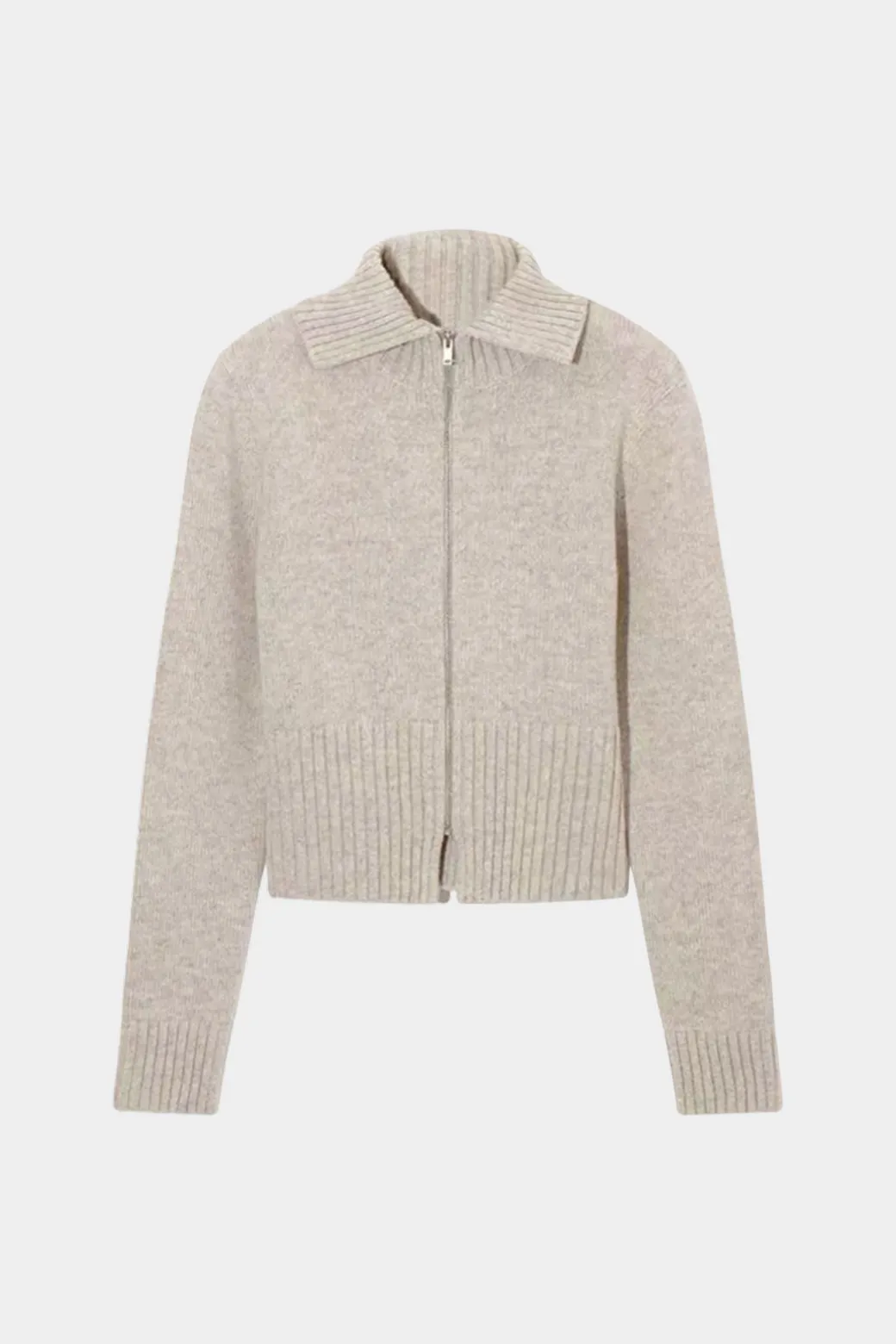 Solid Wool Zipper Cardigan