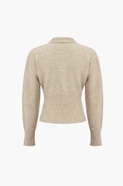 Solid Zipper Sweater Long-Sleeve Top