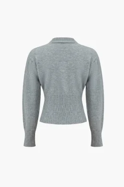 Solid Zipper Sweater Long-Sleeve Top