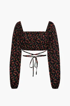 Square Neck Super Cropped Long Sleeve Top