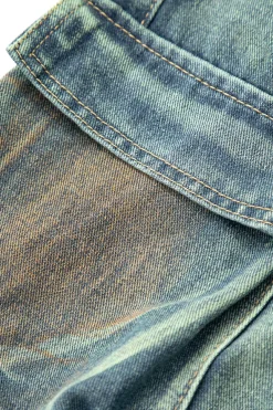 Stained Multi Flap Pocket Straight Leg Cargo Jeans