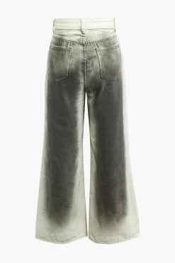 Stained Print High Waist Wide Leg Pants