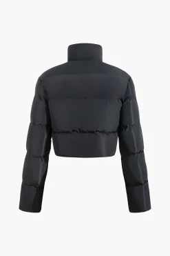 Stand Collar Cut Out Puffer Jacket