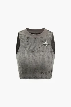 Star Decor Destroyed Tank Top