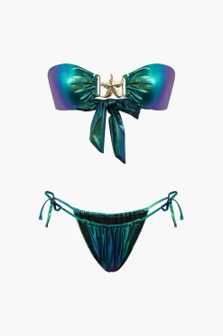 Starfish Decor Knot Ruched Bikini Set