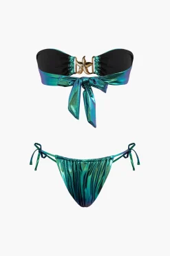 Starfish Decor Knot Ruched Bikini Set