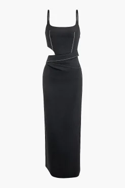 Stitching Cut Out Slip Slit Maxi Dress