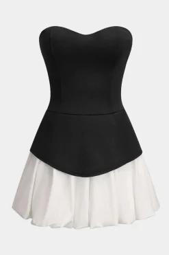 Strapless Patchwork Sleeveless Mini Dress