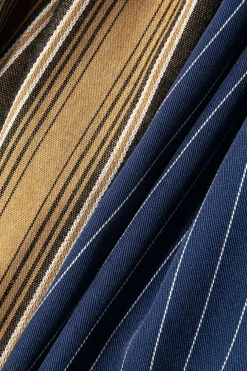 Stripe Asymmetrical Detail Color Block Print Trousers