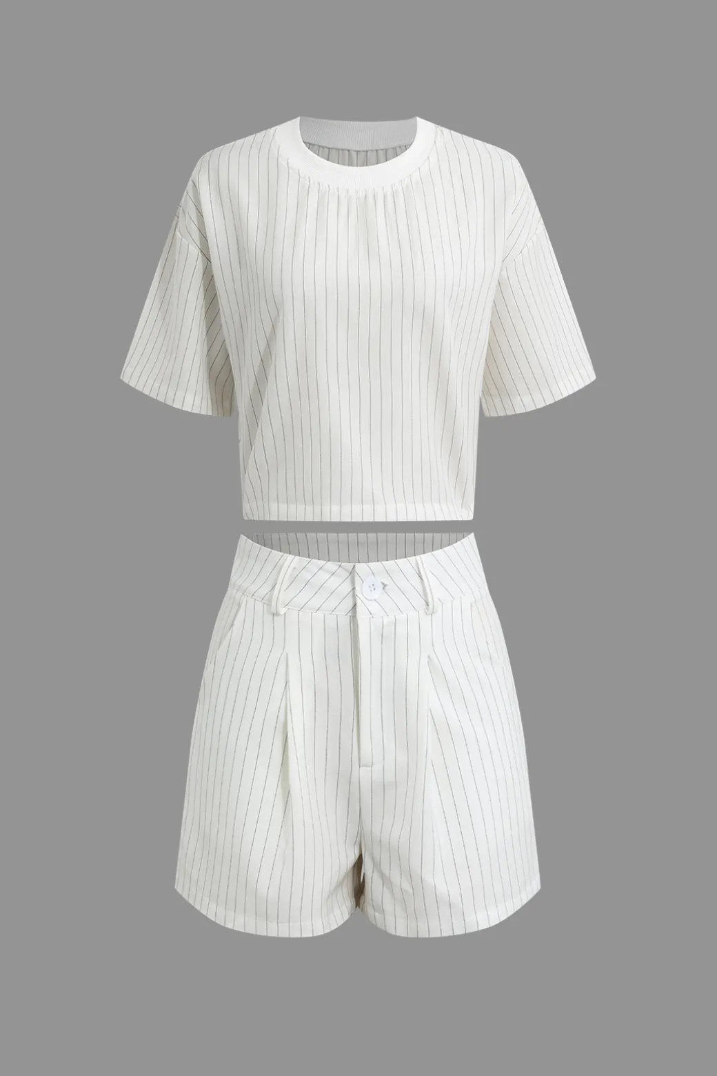 Stripe Print Casual Shorts Set