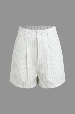 Stripe Print Casual Shorts Set