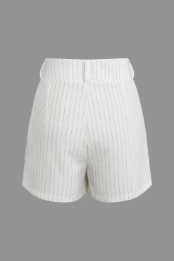 Stripe Print Casual Shorts Set