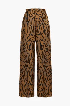 Stripe Print Wide Leg Trousers