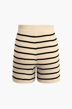 Striped Knit Sleeveless Vest And Shorts Set
