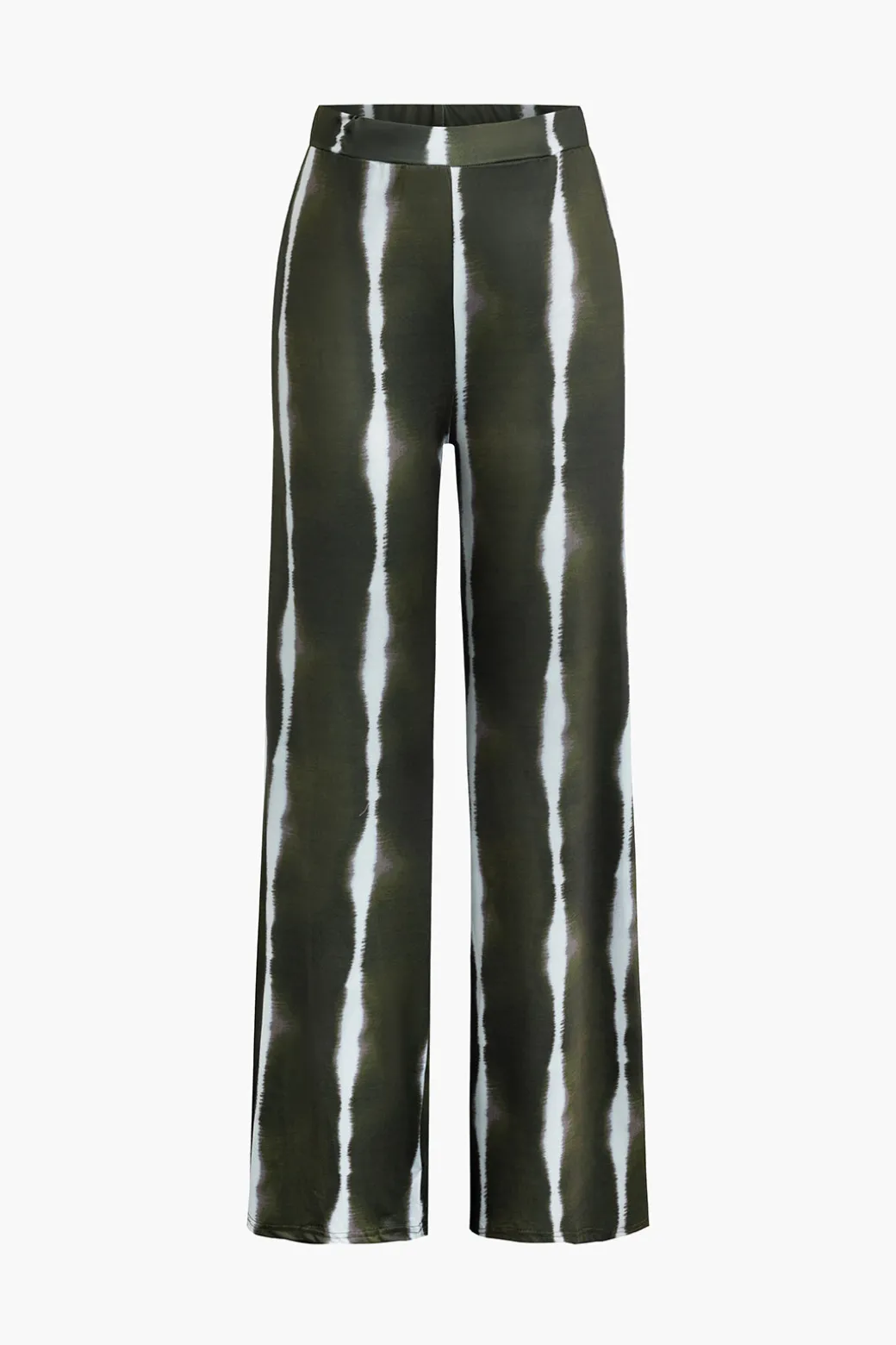 Striped V-neck Crop Top And Wide Leg Pants Set
