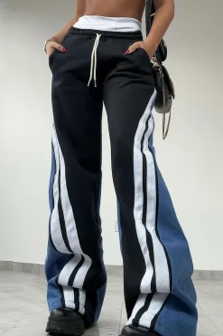 Stripes Print Patchwork Trousers