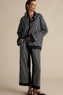Stripes Print Shirt And Trousers Set