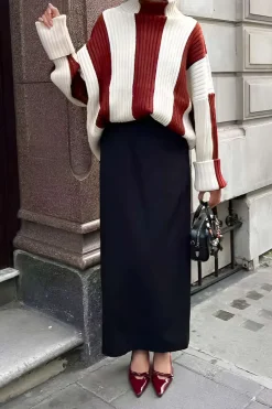 Stripes Turtleneck Sweater Long-Sleeve Top