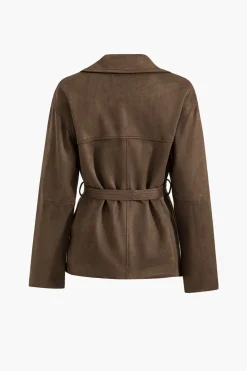 Suede Belted Button Jacket