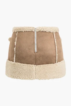 Suede Patchwork Mini Skirt