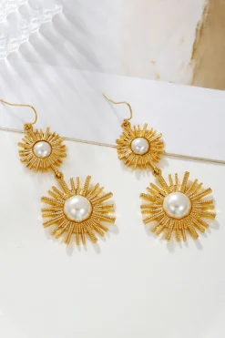 Sunburst Pearl Drop Earrings