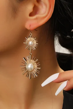 Sunburst Pearl Drop Earrings
