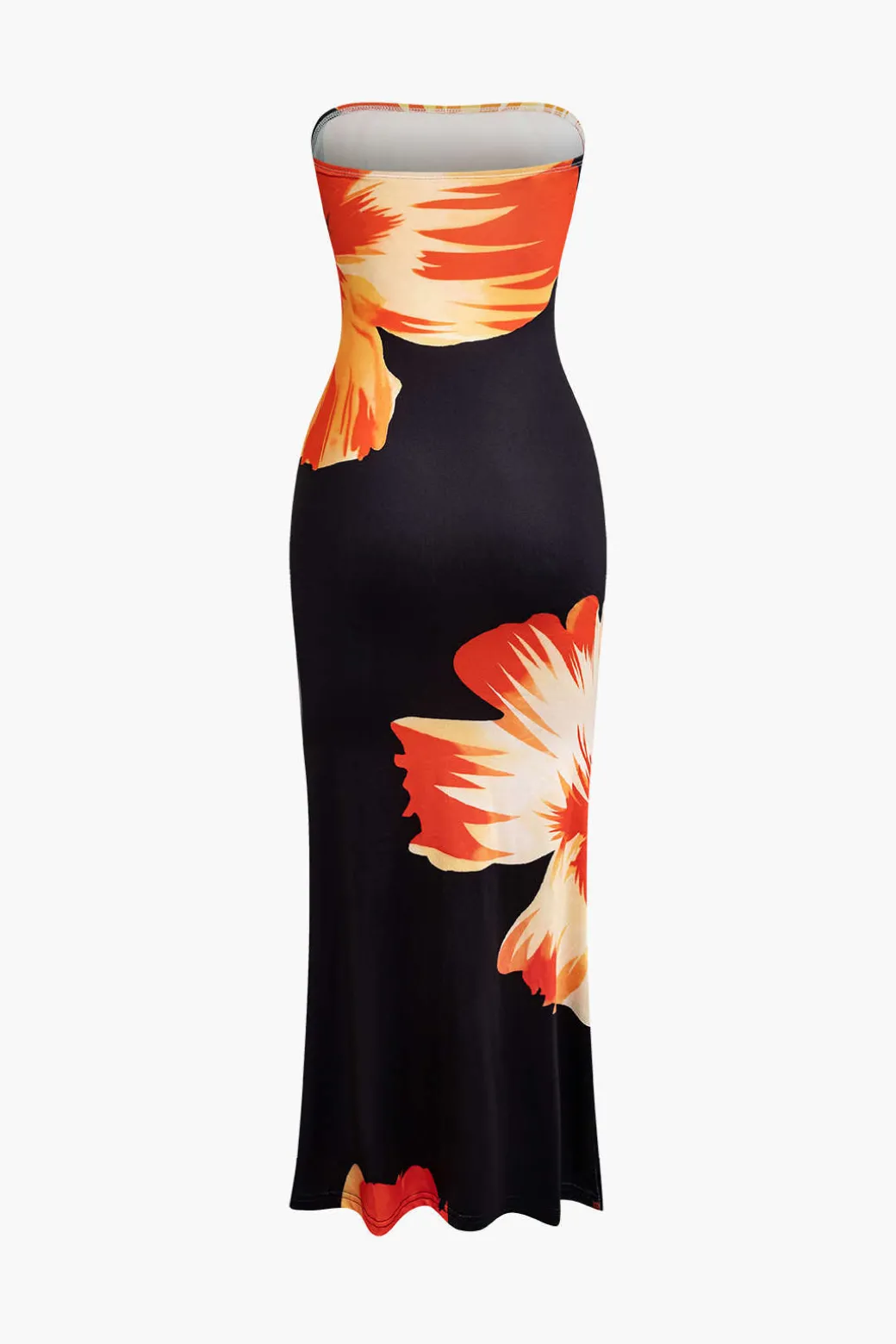 Sunny Floral Cascade Strapless Midi Dress